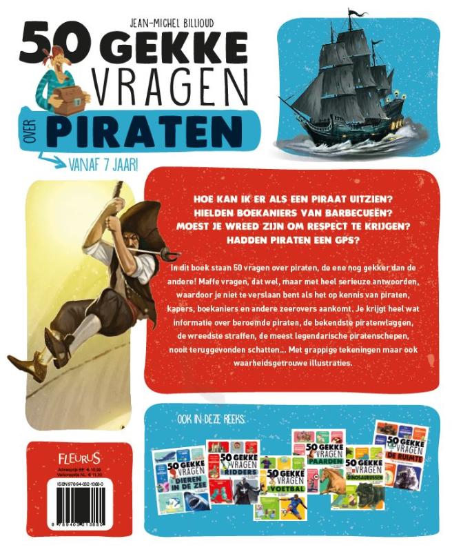 Achterkant van 50 gekke vragen over piraten