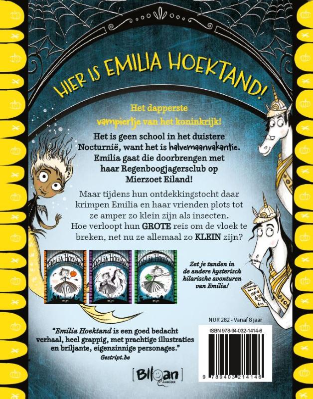 Achterkant van Emilia Hoektand en de halvemaanvakantie