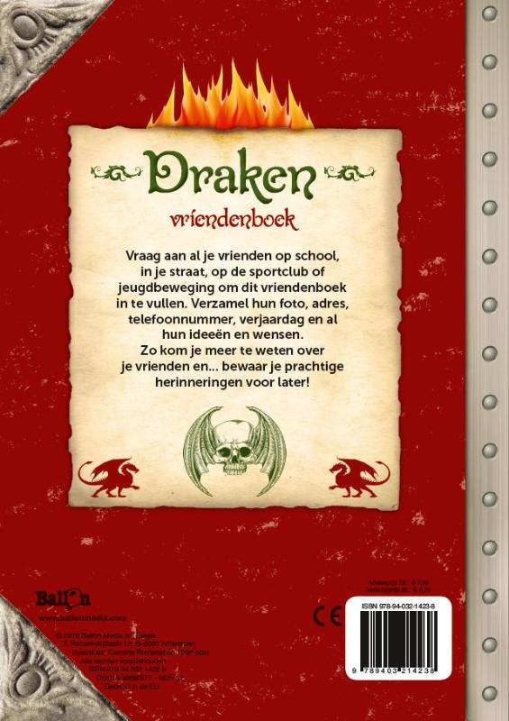 Achterkant van Vriendenboek Draken