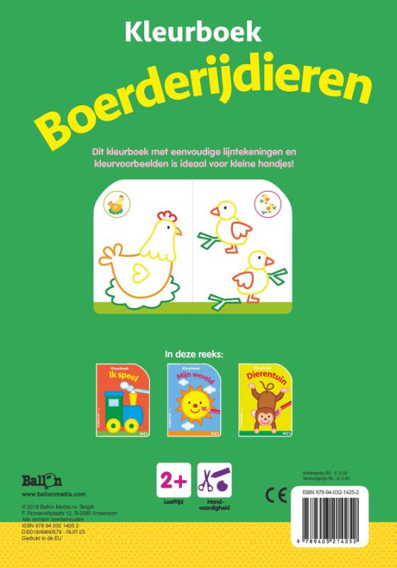 Achterkant van kleurboek Boerderijdieren