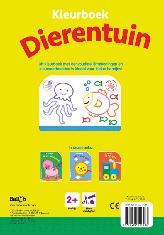 Achterkant van Dierentuin kleurboek 2+