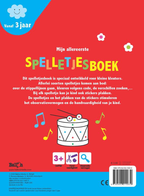Achterkant van Mijn allereerste spelletjesboek 3+ eend