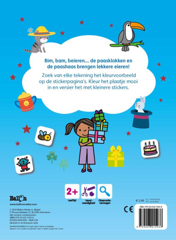 Achterkant van Plakken en kleuren Pasen