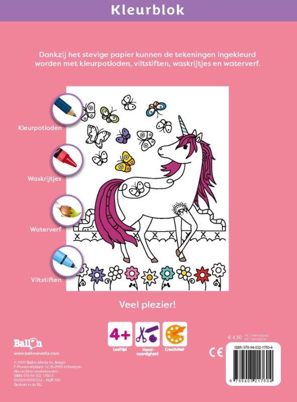 Achterkant van Kleurblok Eenhoorns