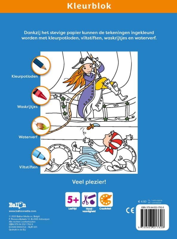 Achterkant van Kleurblok Piraten