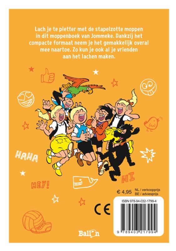 Achterkant van Jommekes stapelzotte moppenboek