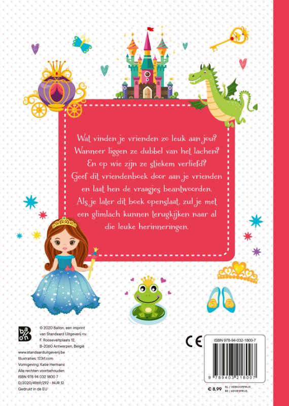 Achterkant van Vriendenboek Prinsessen