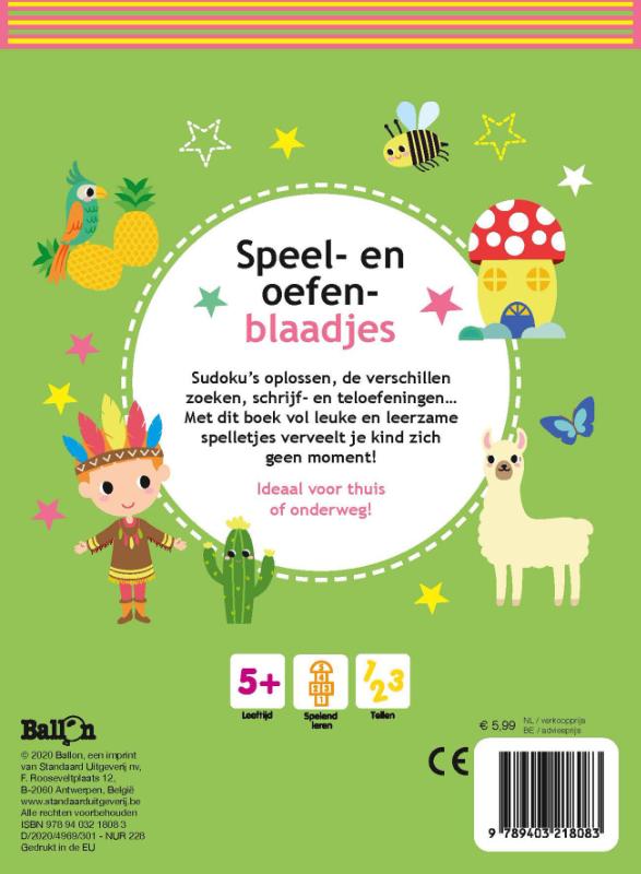 Achterkant van Speel- en oefenblaadjes 5+ (groen)