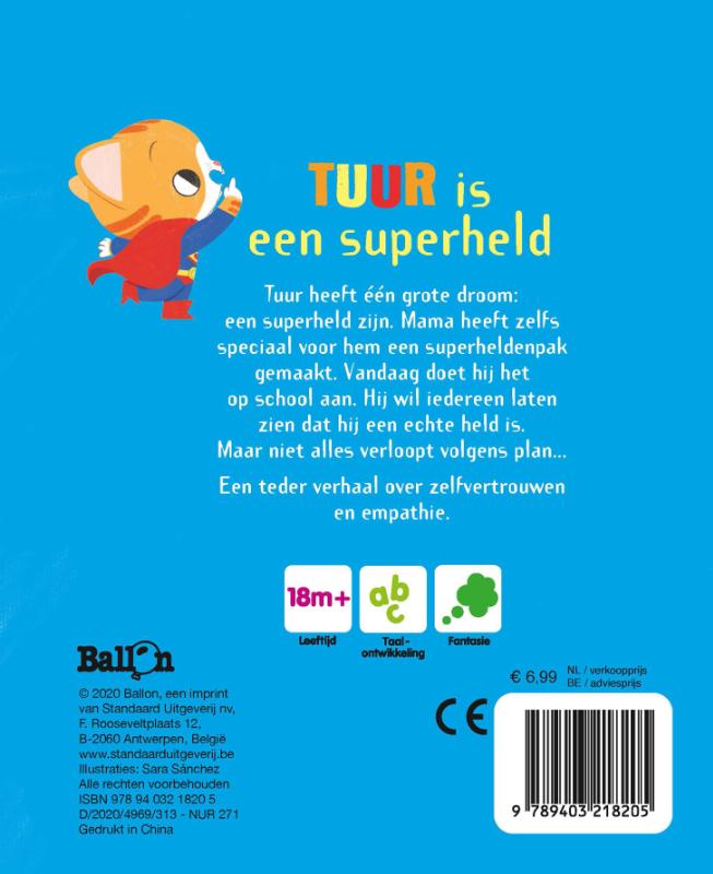 Achterkant van Tuur is een superheld