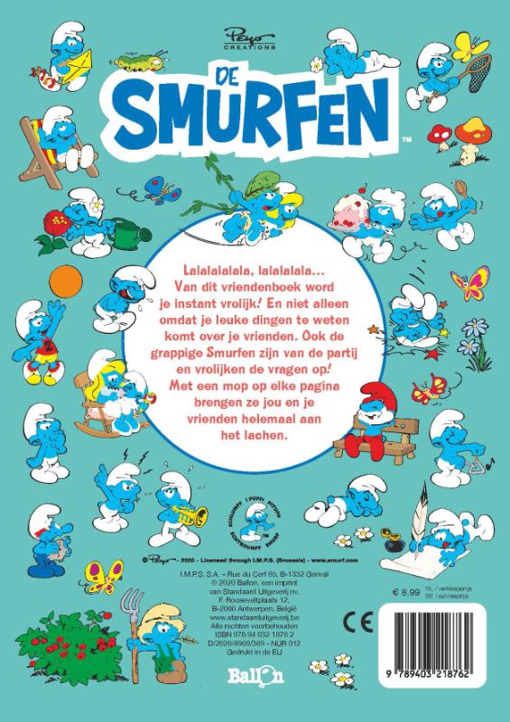 Achterkant van Vriendenboek De Smurfen