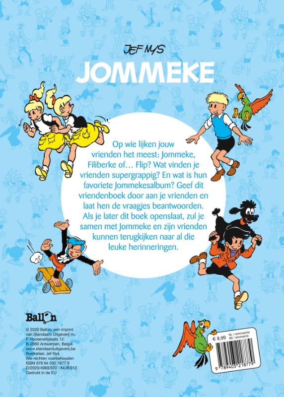 Achterkant van Vriendenboek Jommeke