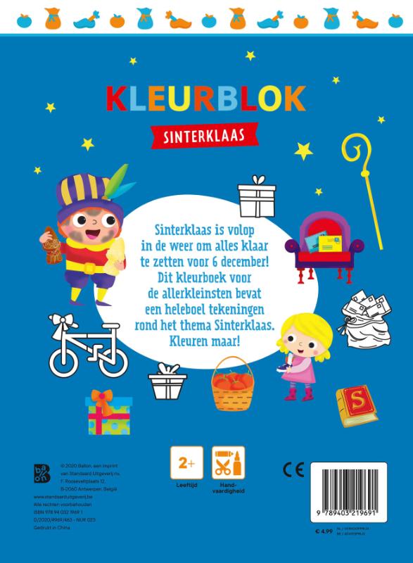 Achterkant van Kleurblok Sinterklaas