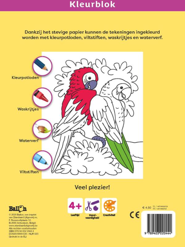 Achterkant van Kleurblok Dieren