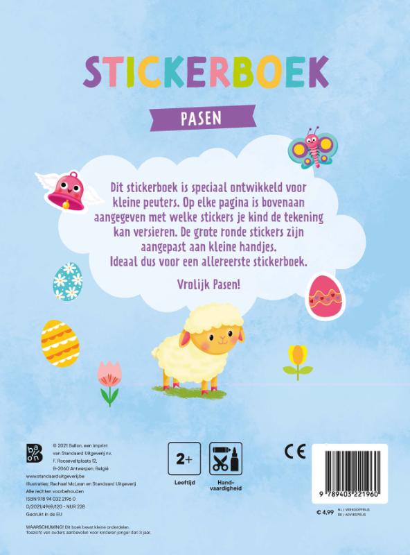 Achterkant van Stickerboek Pasen