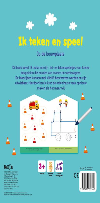 Achterkant van Ik teken en speel - Op de bouwplaats