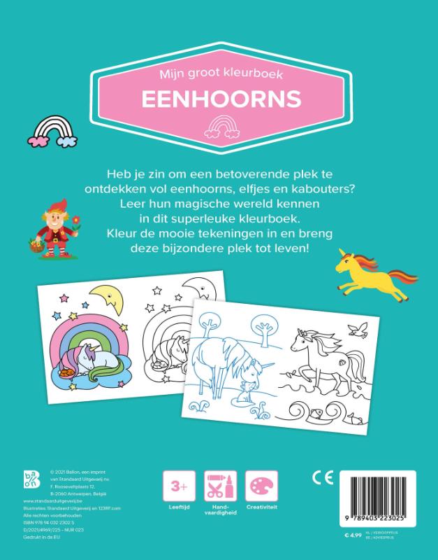 Achterkant van Mijn groot kleurboek Eenhoorns