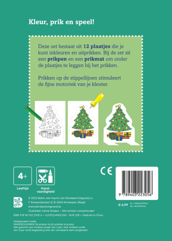 Achterkant van Mijn kleur- en prikblok Kerstmis