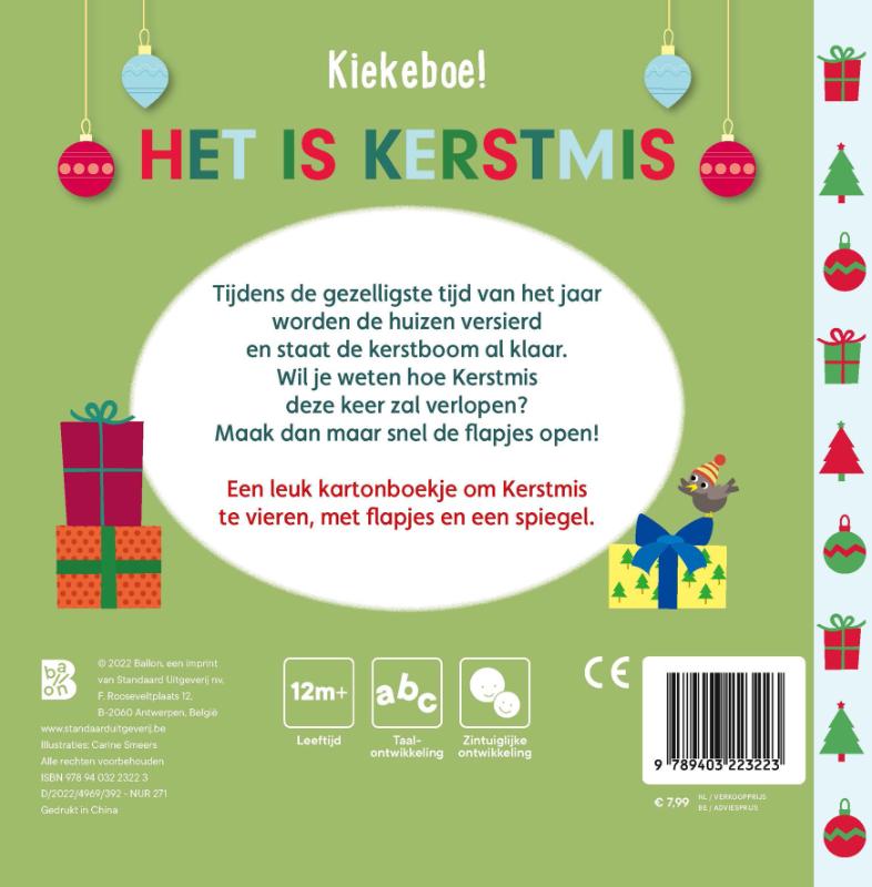 Achterkant van Kiekeboeboek met spiegeltje kerst