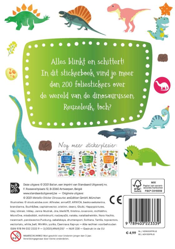 Achterkant van Foliestickers Dinosaurussen