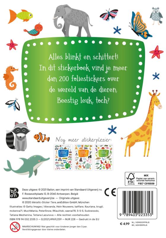 Achterkant van Foliestickers - Dieren