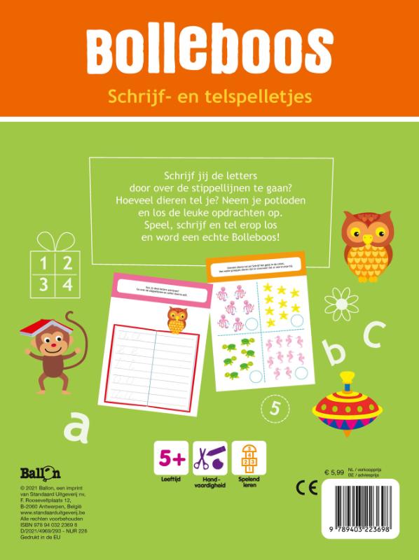 Achterkant van Schrijf- en telspelletjes 5+