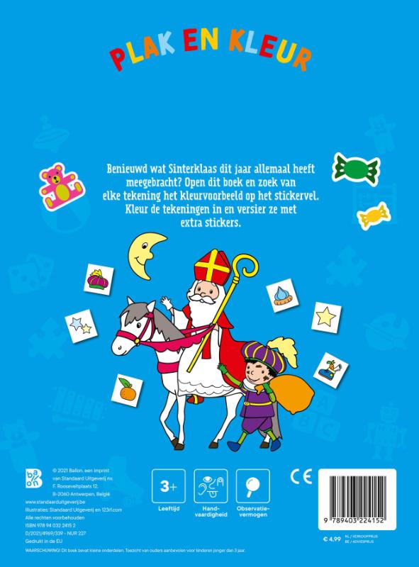 Achterkant van Plakken en kleuren Sinterklaas