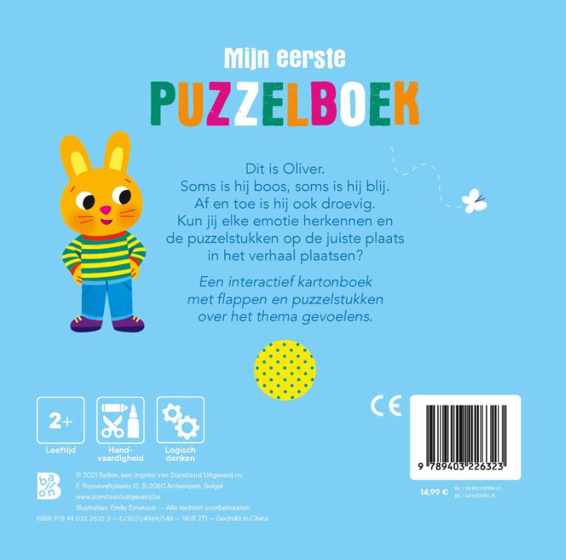 Achterkant van Puzzelboek: Blij, bang, boos