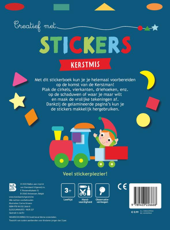 Achterkant van Creatief met stickers Kerstmis