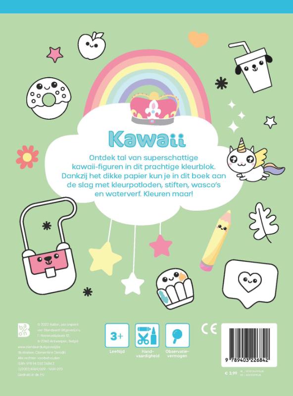 Achterkant van Kawaii kleurblok