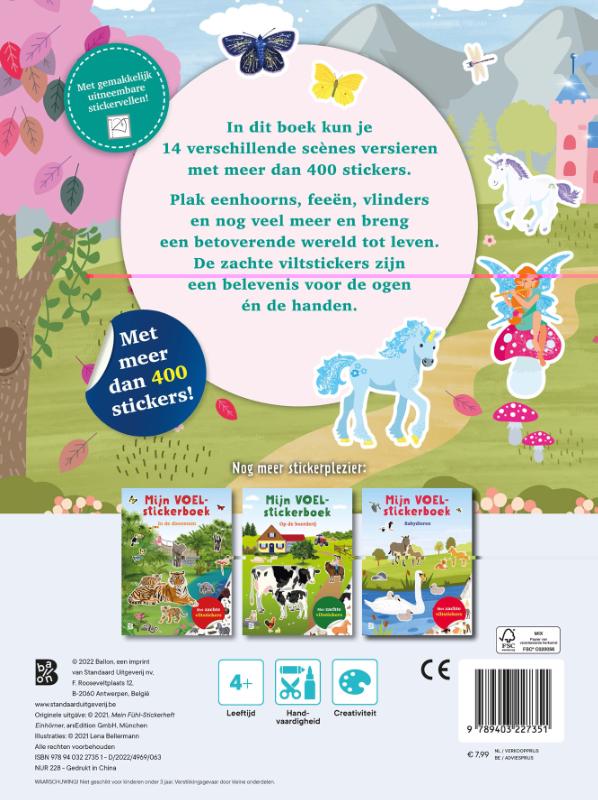 Achterkant van Mijn voelstickerboek: Eenhoorns