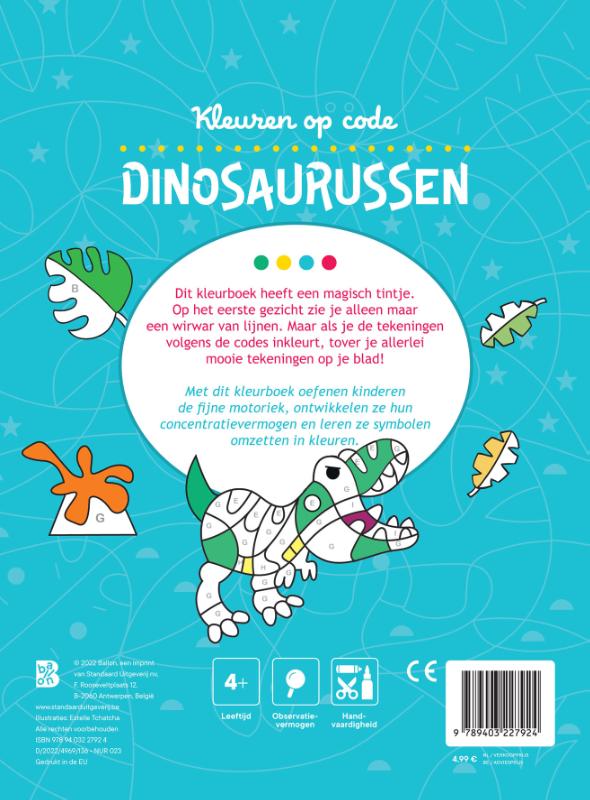 Achterkant van Kleuren op code: dino's