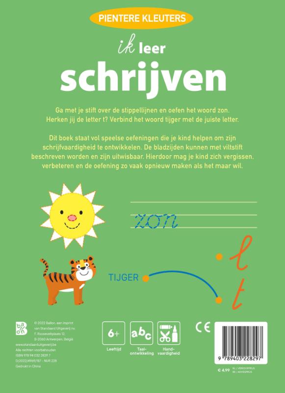 Achterkant van Ik leer schrijven 6+