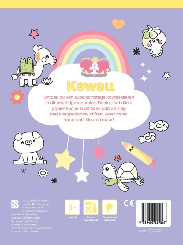 Achterkant van Kawaii Kleurblok Dieren