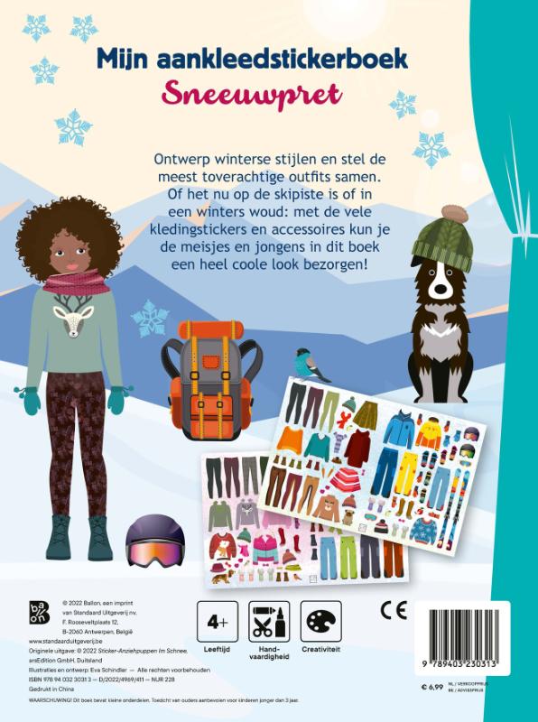 Achterkant van Mijn aankleedstickerboek: sneeuwpret