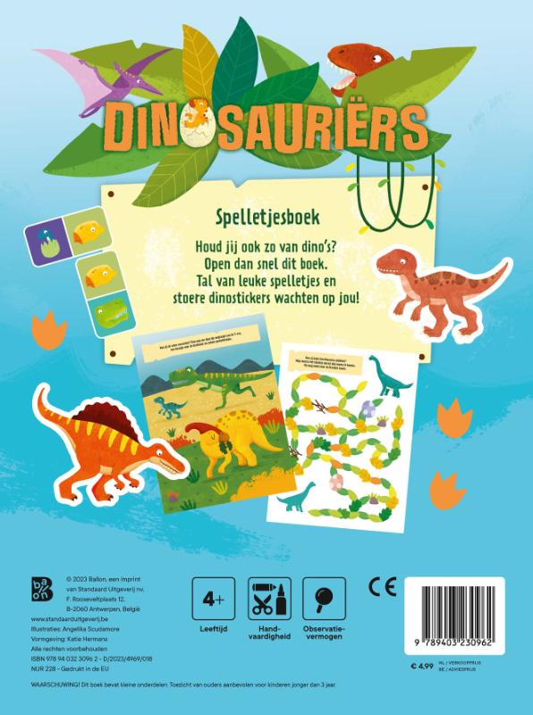 Achterkant van Dinosauriërs stickerboek