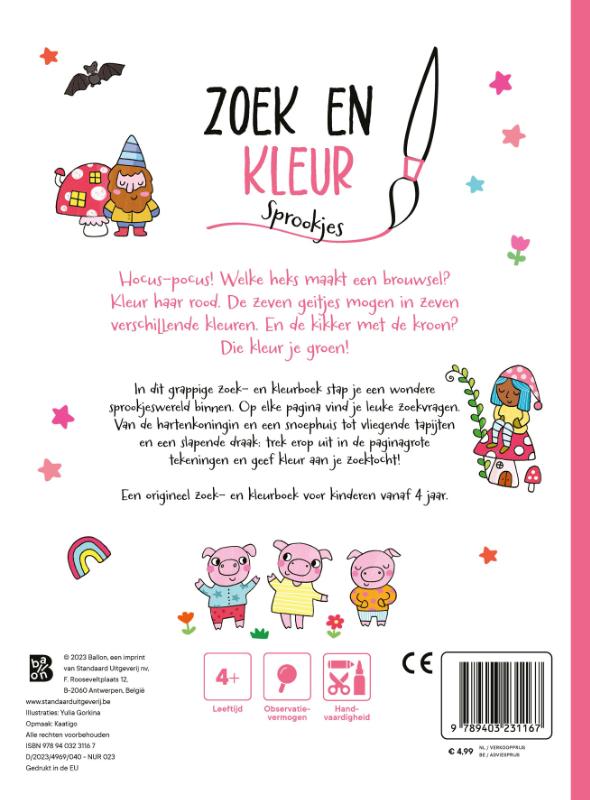 Achterkant van Zoek en kleur Sprookjes
