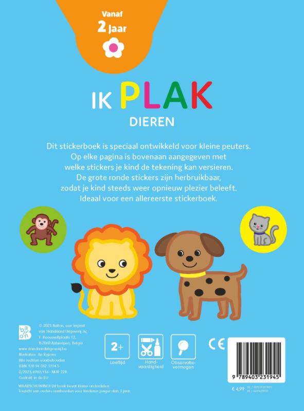 Achterkant van Ik plak - Dieren