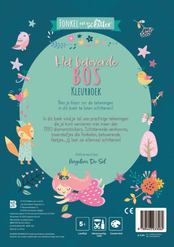 Achterkant van Het betoverde bos kleurboek