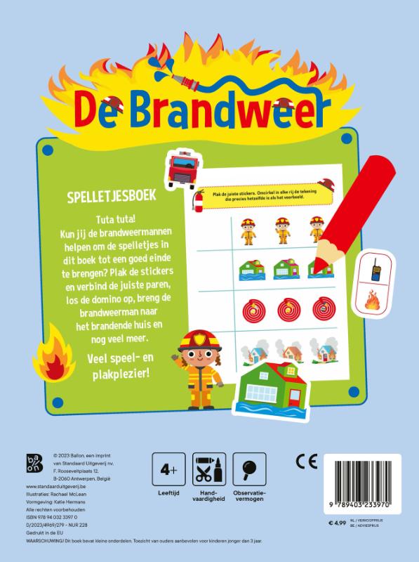 Achterkant van De brandweer spelletjesboek