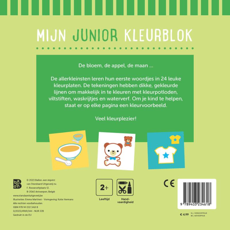Achterkant van Mijn junior kleurblok mijn eerste woordjes