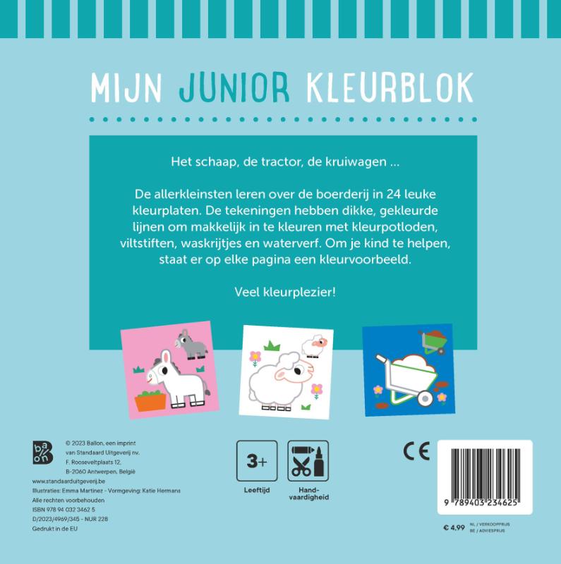 Achterkant van Mijn junior kleurboek de boerderij