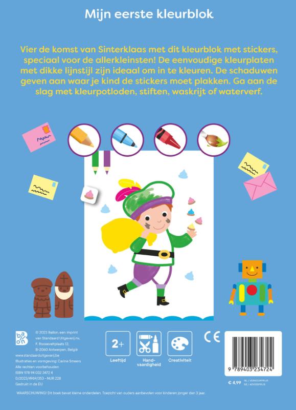 Achterkant van Mijn allereerste kleurblok met stickers: Sinterklaas