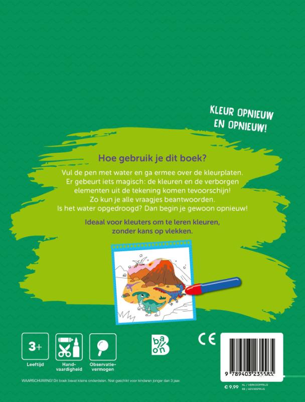 Achterkant van Ik kleur met water: Dinosaurussen