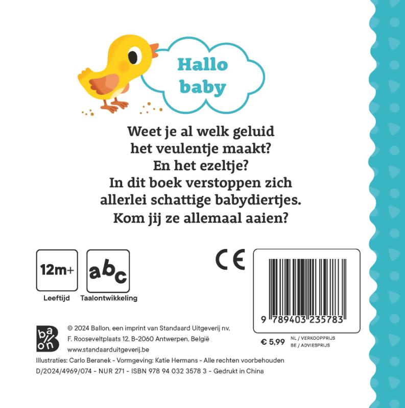 Achterkant van Hallo baby: Boerderijdieren