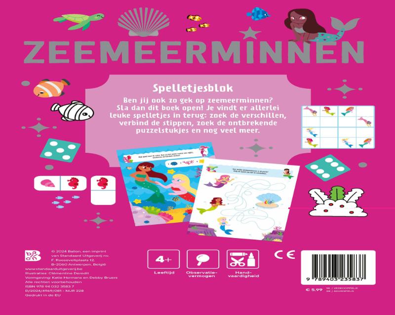 Achterkant van Zeemeerminnen: Spelletjesblok