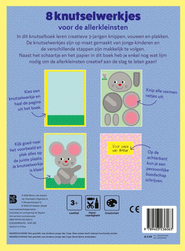 Achterkant van Knutselboek met schaartje: Dieren