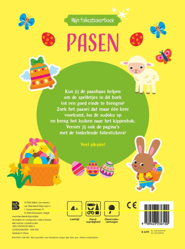 Achterkant van Mijn foliestickerboek Pasen