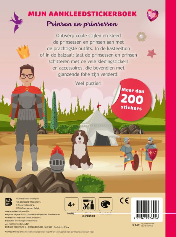 Achterkant van Mijn aankleedstickerboek: Prinsen en prinsessen