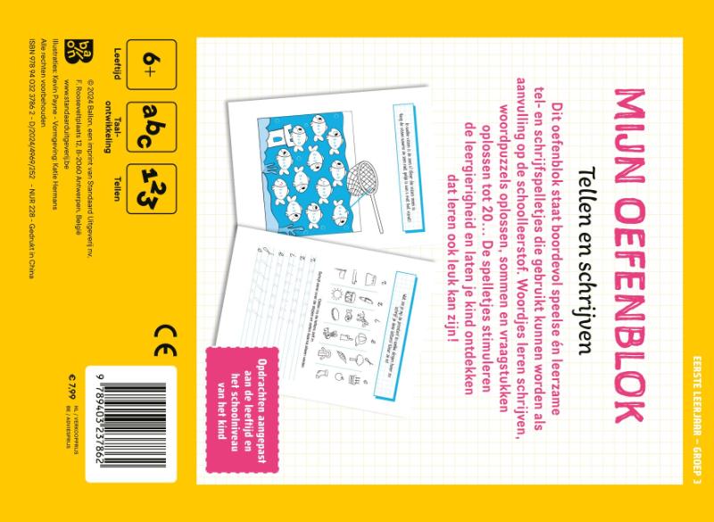 Achterkant van Mijn oefenblok: Tellen en schrijven