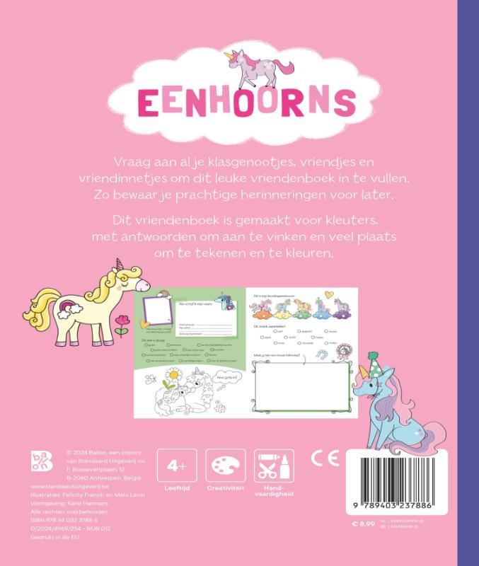 Achterkant van Mijn eerste vriendenboek: Eenhoorns